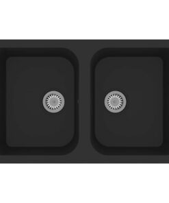 vidaXL Keukenwasbak Zwart 76 x 48 x 30 cm Kwarts en hars