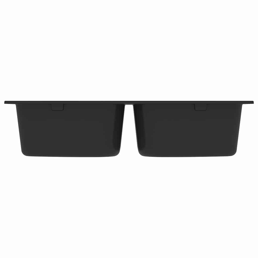 vidaXL Keukenwasbak Zwart 76 x 48 x 30 cm Kwarts en hars - Image 3