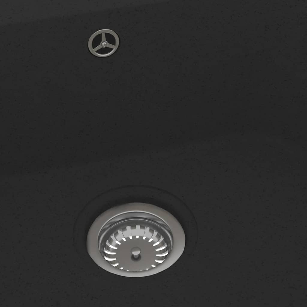 vidaXL Keukenwasbak Zwart 76 x 48 x 30 cm Kwarts en hars - Image 5