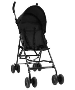 vidaXL Kinderbuggy staal antracietkleurig en zwart