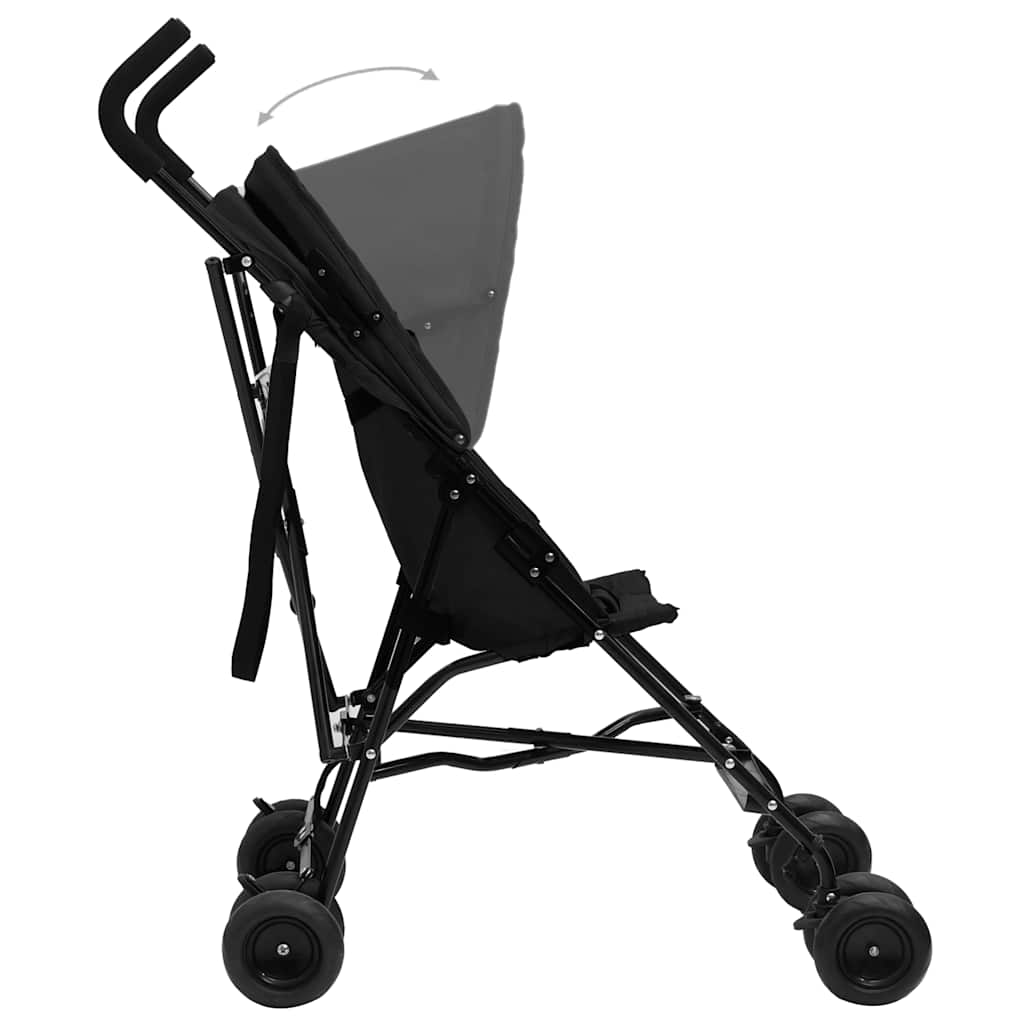 vidaXL Kinderbuggy staal antracietkleurig en zwart - Image 4