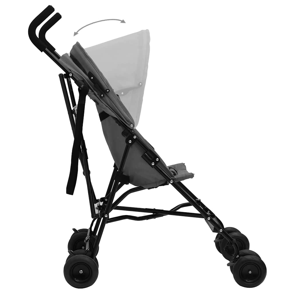 vidaXL Kinderbuggy staal lichtgrijs en zwart - Image 4