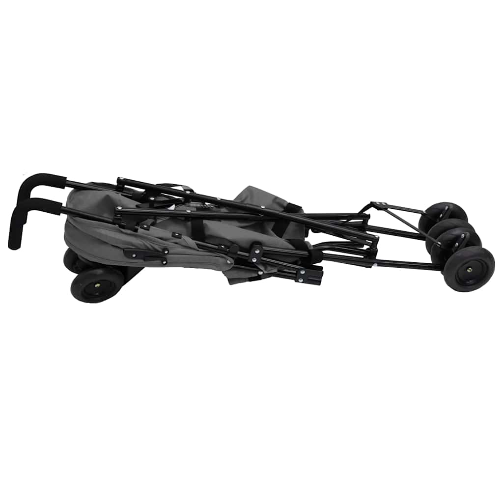 vidaXL Kinderbuggy staal lichtgrijs en zwart - Image 6