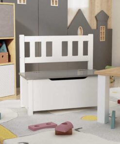 vidaXL Kinderopbergbankje 60x30x55 cm MDF wit en grijs