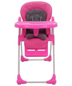 vidaXL Kinderstoel hoog roze en grijs