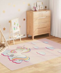vidaXL Kindervloerkleed eenhoorn wasbaar antislip 160x230 cm groen