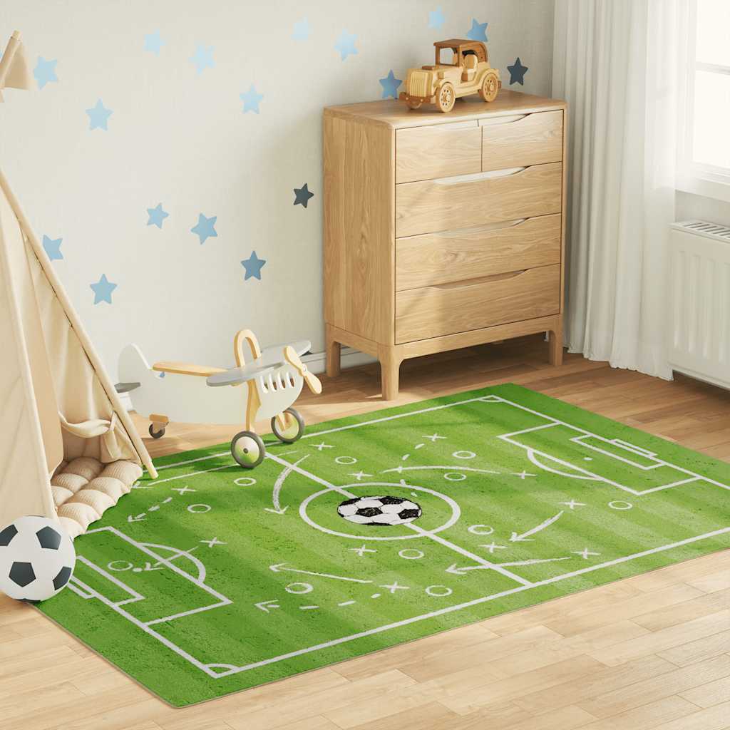 vidaXL Kindervloerkleed voetbalveld wasbaar antislip 160x230 cm groen