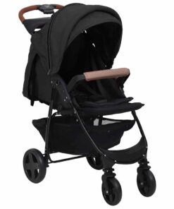 vidaXL Kinderwagen 2-in-1 staal antracietkleurig