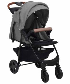 vidaXL Kinderwagen 2-in-1 staal lichtgrijs