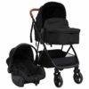 vidaXL Kinderwagen 3-in-1 staal antracietkleurig en zwart
