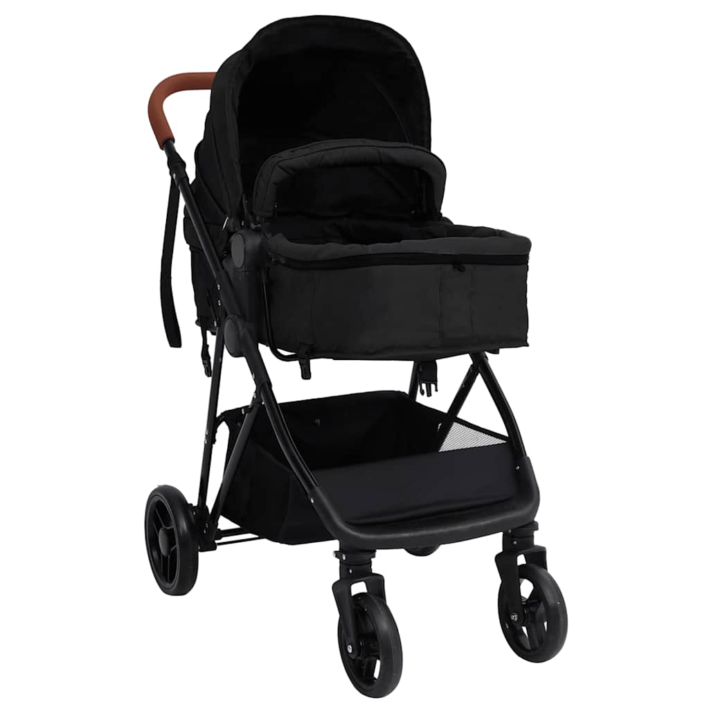 vidaXL Kinderwagen 3-in-1 staal antracietkleurig en zwart - Image 3