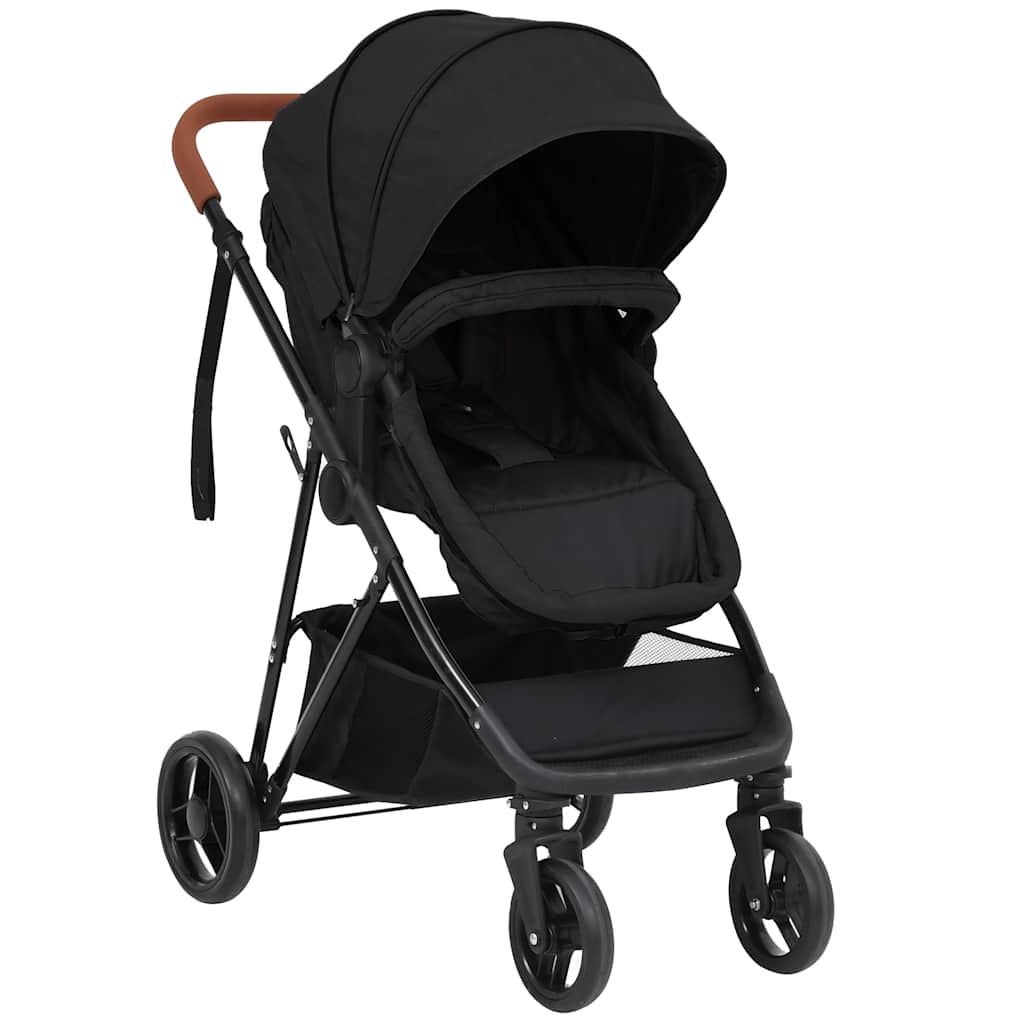 vidaXL Kinderwagen 3-in-1 staal antracietkleurig en zwart - Image 4