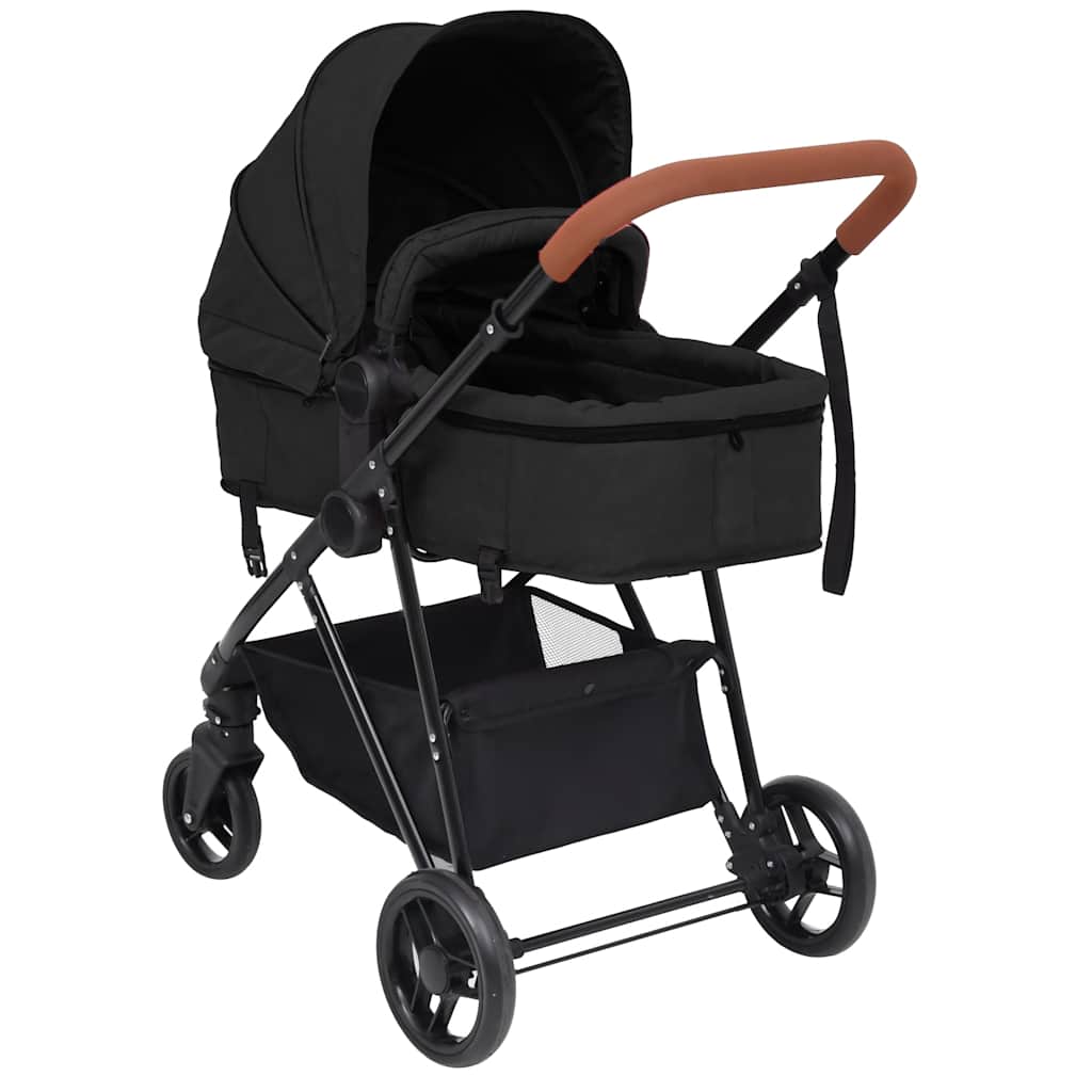 vidaXL Kinderwagen 3-in-1 staal antracietkleurig en zwart - Image 5