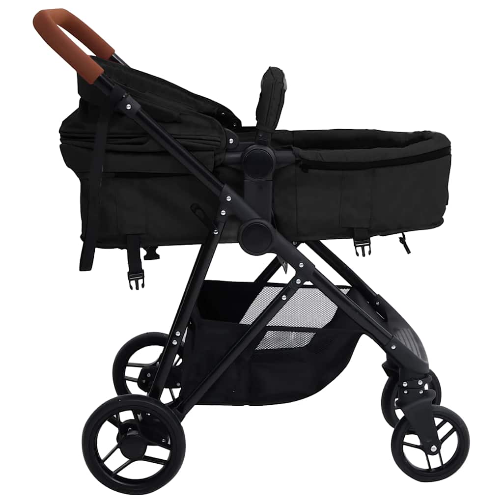 vidaXL Kinderwagen 3-in-1 staal antracietkleurig en zwart - Image 6