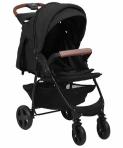 vidaXL Kinderwagen 3-in-1 staal antracietkleurig