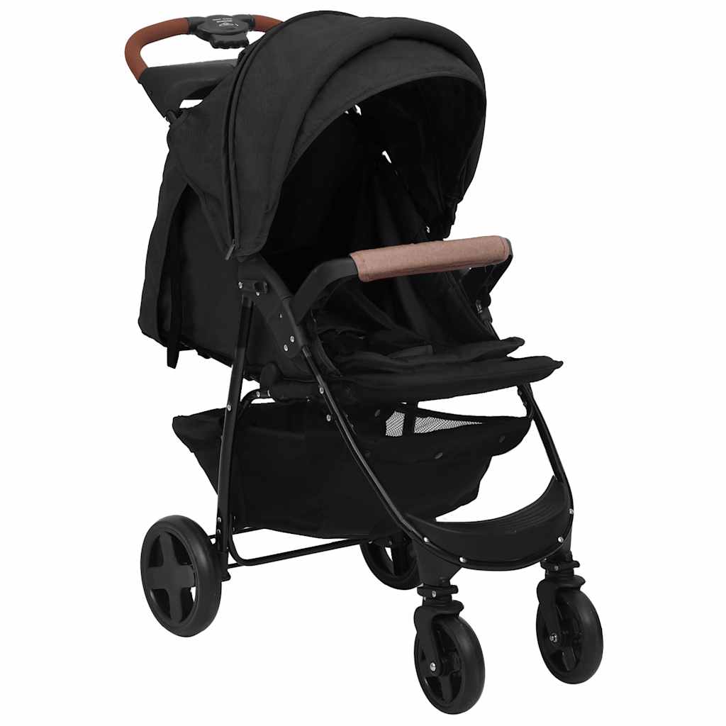 vidaXL Kinderwagen 3-in-1 staal antracietkleurig