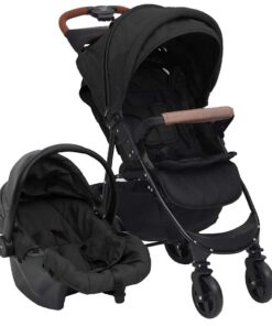 vidaXL Kinderwagen 3-in-1 staal antracietkleurig