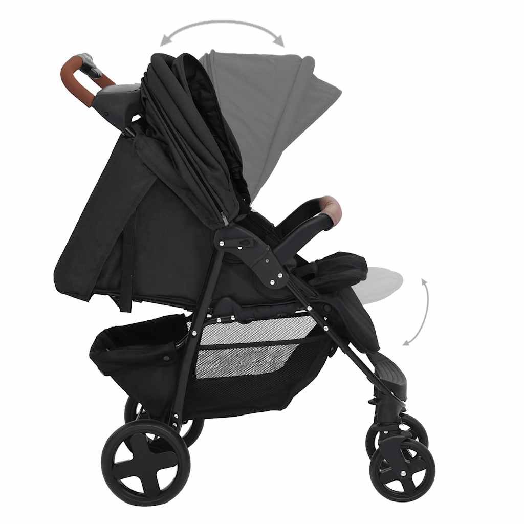 vidaXL Kinderwagen 3-in-1 staal antracietkleurig - Image 7