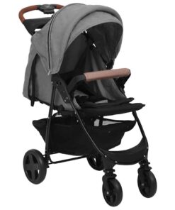 vidaXL Kinderwagen 3-in-1 staal lichtgrijs