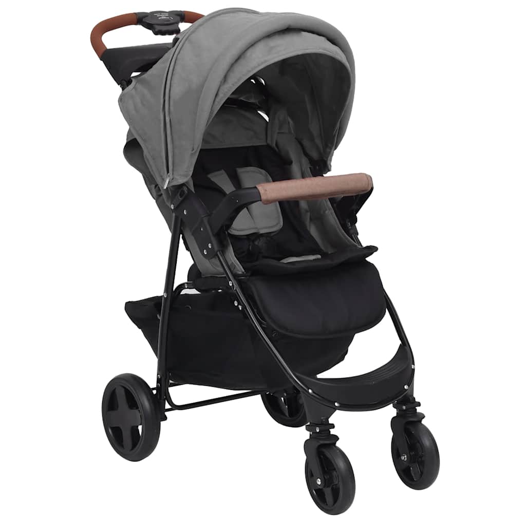 vidaXL Kinderwagen 3-in-1 staal lichtgrijs - Image 3