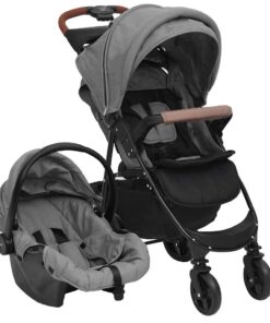 vidaXL Kinderwagen 3-in-1 staal lichtgrijs