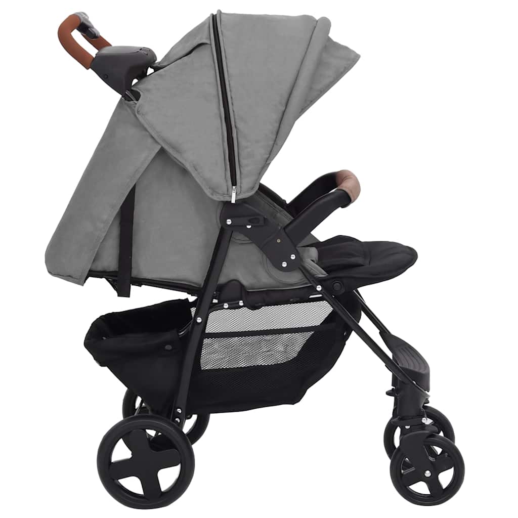vidaXL Kinderwagen 3-in-1 staal lichtgrijs - Image 5