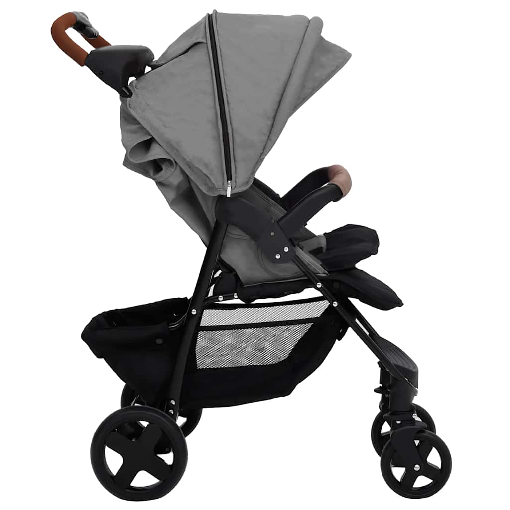 vidaXL Kinderwagen 3-in-1 staal lichtgrijs - Image 6