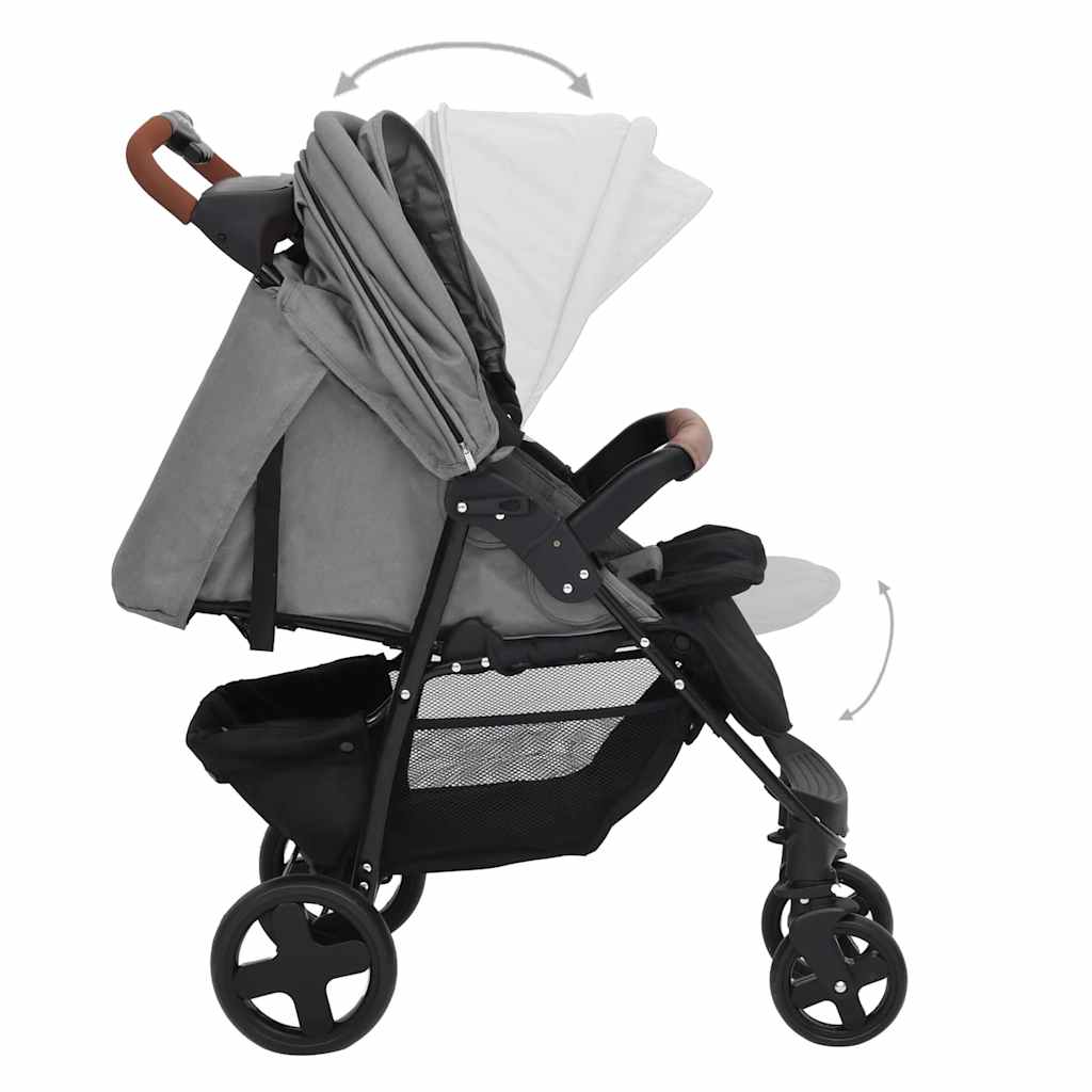 vidaXL Kinderwagen 3-in-1 staal lichtgrijs - Image 7