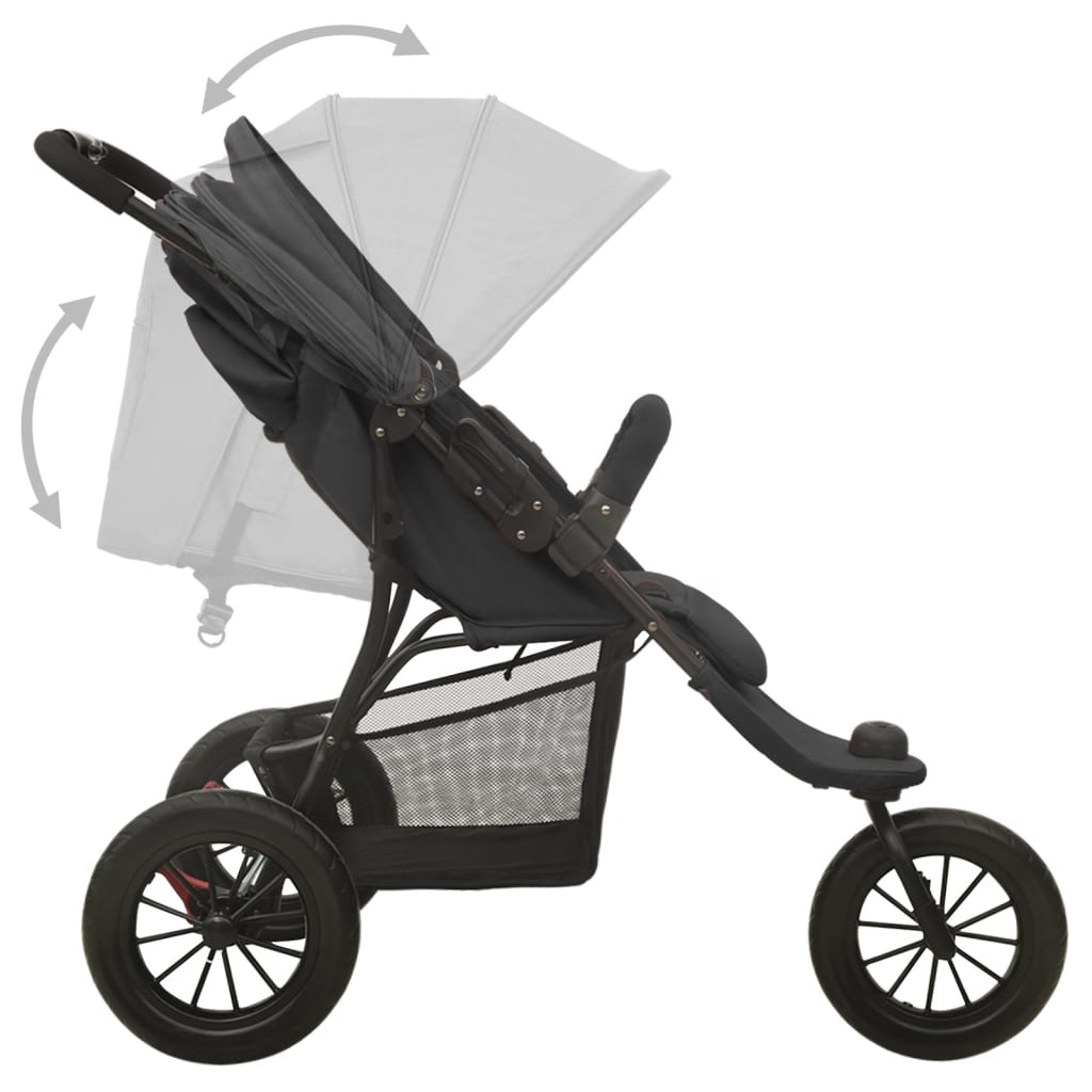 vidaXL Kinderwagen staal antracietkleurig - Image 5