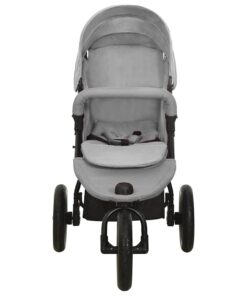 vidaXL Kinderwagen staal lichtgrijs