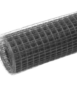 vidaXL Kippengaas 10x1 m staal met PVC coating grijs