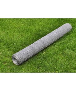 vidaXL Kippengaas 25x1 m gegalvaniseerd staal zilverkleurig