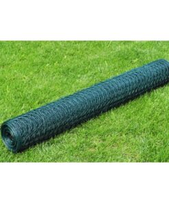 vidaXL Kippengaas 25x1 m met PVC-coating groen
