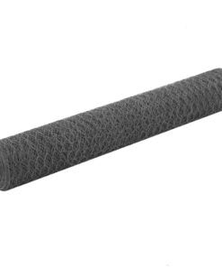 vidaXL Kippengaas 25x1 m staal met PVC coating grijs