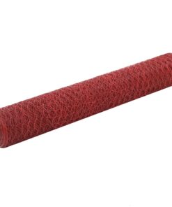 vidaXL Kippengaas 25x1 m staal met PVC coating rood