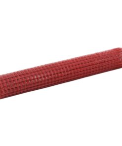 vidaXL Kippengaas 25x1 m staal met PVC coating rood