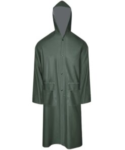 vidaXL Lange regenjas waterbestendig zeer stevig met capuchon groen L