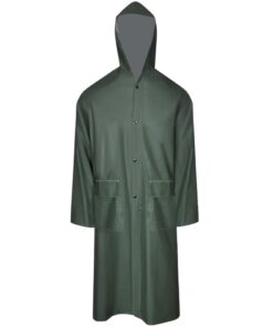vidaXL Lange regenjas waterbestendig zeer stevig met capuchon groen XL
