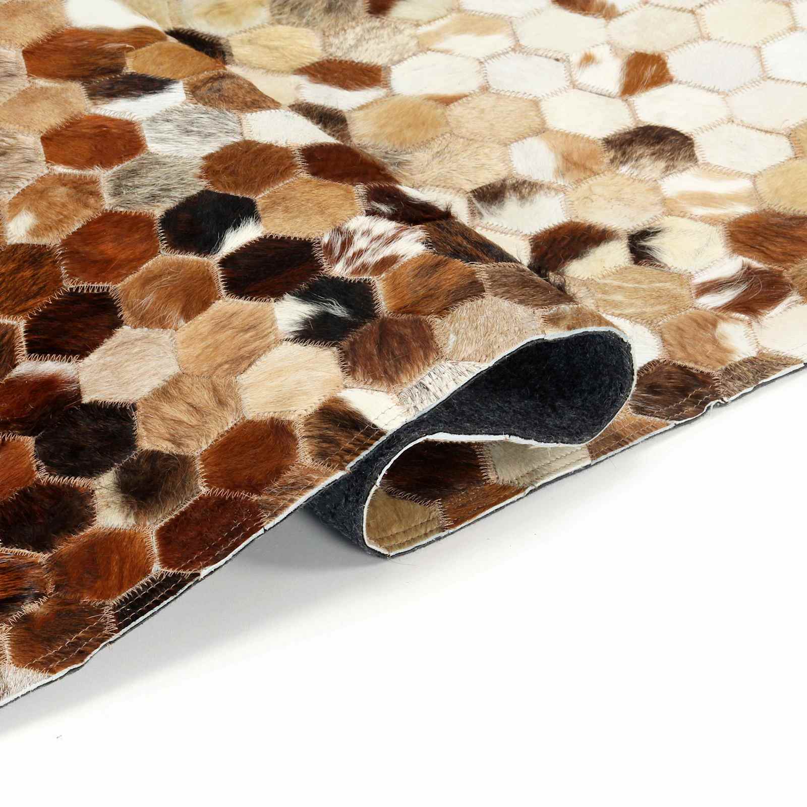 vidaXL Leer Tapijt Patchwork Koeienhuid Bruin 170 x 120 cm Leer - Image 3