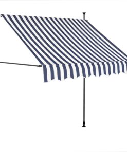 vidaXL Luifel handmatig uitschuifbaar met LED 100 cm blauw en wit