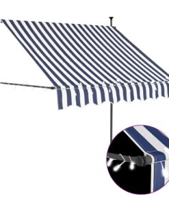 vidaXL Luifel handmatig uitschuifbaar met LED 100 cm blauw en wit