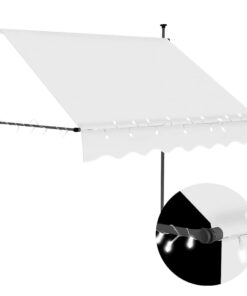 vidaXL Luifel handmatig uitschuifbaar met LED 100 cm crèmekleurig