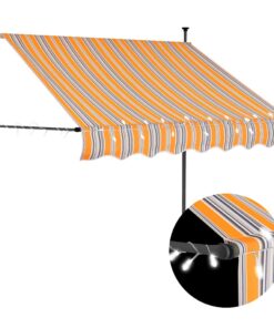 vidaXL Luifel handmatig uitschuifbaar met LED 100 cm geel en blauw