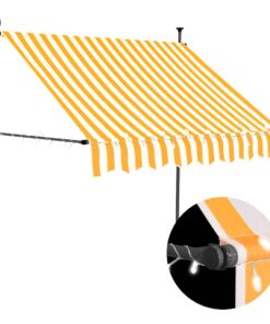 vidaXL Luifel handmatig uitschuifbaar met LED 100 cm wit en oranje