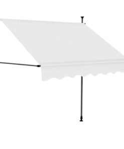vidaXL Luifel handmatig uitschuifbaar met LED 150 cm crèmekleurig