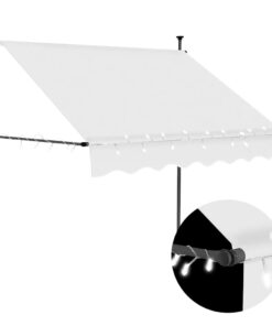 vidaXL Luifel handmatig uitschuifbaar met LED 150 cm crèmekleurig