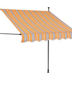 vidaXL Luifel handmatig uitschuifbaar met LED 150 cm geel en blauw