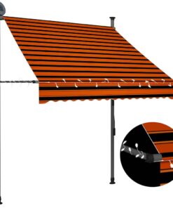 vidaXL Luifel handmatig uitschuifbaar met LED 150 cm oranje en bruin