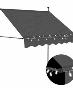 vidaXL Luifel handmatig uitschuifbaar met LED 200 cm antracietkleurig