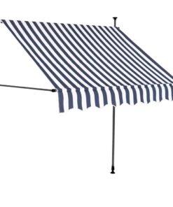 vidaXL Luifel handmatig uitschuifbaar met LED 200 cm blauw en wit